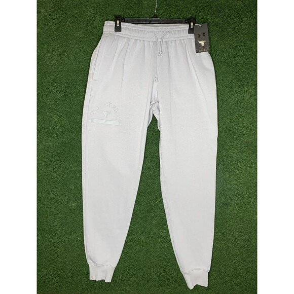 Sz L Under Armour Project Rock Rival Mens Large Fleece Pants Gray - Picture 1 of 10